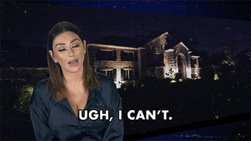 Reality TV gif. An exasperated Jenni Farley of Jersey Shore Family Vacation waves her hand in the air and says, “Ugh, I can't.”