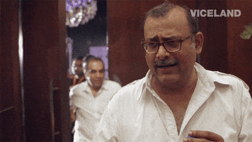 TV gif. A man reacts to someone dramatically and says, "Why, why, why?"