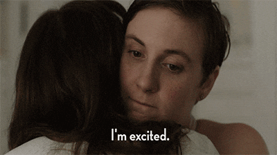 Im Excited Lena Dunham GIF by Girls on HBO - Find & Share on GIPHY