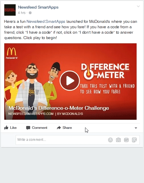 newsfeedsmartapps mcdonalds facebook game newsfeed smartapp interactive facebook post GIF