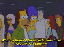 GIF: Die Simpsons; Homer Simpson spoilert durch persönlichen Kommentar des StarWars-Films