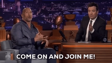 Come On And Join Me The Rock GIF by The Tonight Show Starring Jimmy Fallon by fallontonight