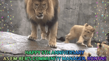 Em8Er Comm Mgr 5Th Anniversary Lion GIF