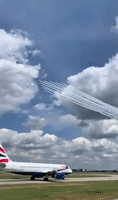 RAF Plane Formations Soar Above Heathrow Airport 