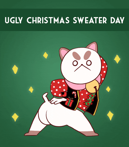 ugly christmas sweater lol GIF by Cartoon Hangover