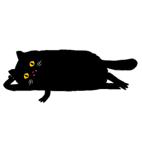 Black Cat Hello Sticker by FRUGIT