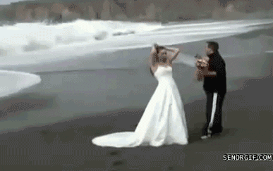  beach ocean bride groom wedding fail GIF