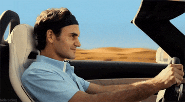 Driving Roger Federer GIF
