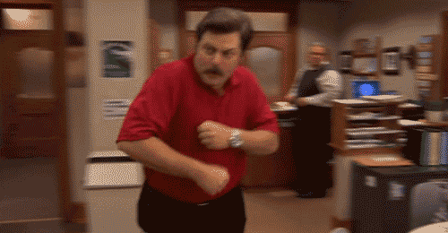 Image result for happy ron swanson gif